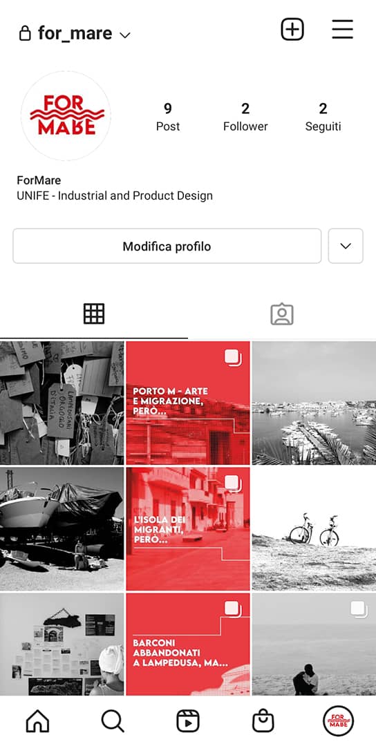 mockup della pagina instagram